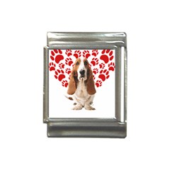 Basset Hound Gift T- Shirt Funny Basset Hound Valentine Heart Paw Basset Hound Dog Lover Valentine C Yoga Reflexion Pose T- Shirtyoga Reflexion Pose T- Shirt Italian Charm (13mm) by hizuto