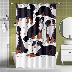 Bernese Mountain Dog T- Shirtbernese Mountain Dog Illustration T- Shirt Yoga Reflexion Pose T- Shirtyoga Reflexion Pose T- Shirt Shower Curtain 48  X 72  (small)  by hizuto