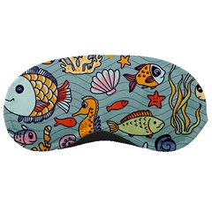 Cartoon Underwater Seamless Pattern With Crab Fish Seahorse Coral Marine Elements Sleep Mask by uniart180623