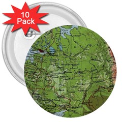 Map Earth World Russia Europe 3  Buttons (10 Pack)  by Bangk1t