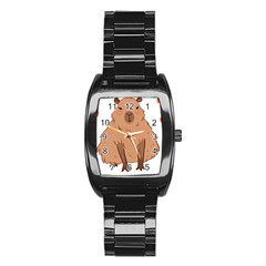 Capybara Art T- Shirt Cute Capybara Art T- Shirt Yoga Reflexion Pose T- Shirtyoga Reflexion Pose T- Shirt Stainless Steel Barrel Watch