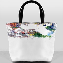 Venice T- Shirt Venice Voyage Art Digital Painting Watercolor Discovery T- Shirt (2) Bucket Bag by ZUXUMI