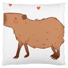 Capybara T- Shirt Cute Capybara Illustration T- Shirt (1) Yoga Reflexion Pose T- Shirtyoga Reflexion Pose T- Shirt Large Premium Plush Fleece Cushion Case (two Sides) by hizuto