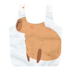 Capybara T- Shirt Cute Capybara With A Bee Illustration T- Shirt Yoga Reflexion Pose T- Shirtyoga Reflexion Pose T- Shirt Full Print Recycle Bag (l)