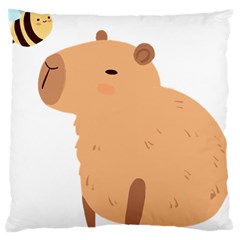 Capybara T- Shirt Cute Capybara With A Bee Illustration T- Shirt Yoga Reflexion Pose T- Shirtyoga Reflexion Pose T- Shirt Standard Premium Plush Fleece Cushion Case (one Side) by hizuto