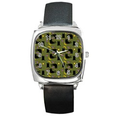 Cat Cartoon Cats Animal Pattern Square Metal Watch by Pakjumat