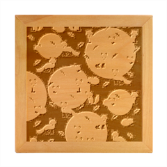 Fox Pattern Wood Photo Frame Cube