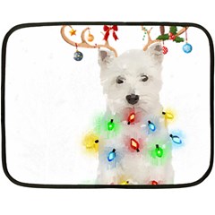 West Highland White Terrier Dog Snow T- Shirt West Highland White Terrier Dog Snow Reindeer Santa Ha Two Sides Fleece Blanket (mini) by ZUXUMI