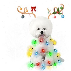 White Bichon Frise Dog Snow Reindeer S T- Shirt White Bichon Frise  Dog Snow Reindeer Santa Hat Chri Play Mat (square) by ZUXUMI