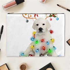 White Labrador Dog Snow Reindeer Santa T- Shirt White Labrador  Dog Snow Reindeer Santa Hat Christma Cosmetic Bag (xl)