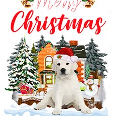 White Labrador Santa Merry T- Shirt Red Winter Christmas Hat House White Labrador  Santa Merry T- Sh Play Mat (square) by ZUXUMI