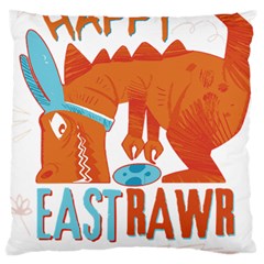 Easter Dinosaur T- Shirt Happy East Rawr T- Rex Dinosaur Easter Bunny T- Shirt Large Premium Plush Fleece Cushion Case (two Sides) by ZUXUMI