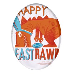 Easter Dinosaur T- Shirt Happy East Rawr T- Rex Dinosaur Easter Bunny T- Shirt Oval Glass Fridge Magnet (4 Pack) by ZUXUMI