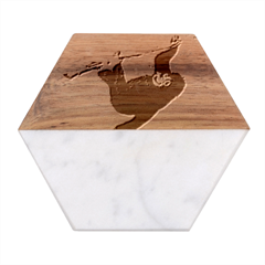 Orangutan T-shirtwhite Look Calm Orangutan 08 T-shirt Marble Wood Coaster (hexagon)  by EnriqueJohnson