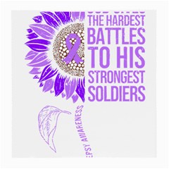 Epilepsy Awareness T- Shirt Epilepsy Awareness Sunflower God Give The Hardest Battles T- Shirt Medium Glasses Cloth by ZUXUMI