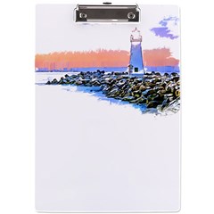 Breakwater Santa Cruz T- Shirt Lighthouse Breakwater Santa Cruz U S A Voyage Art Digital Painting Wa A4 Acrylic Clipboard by JamesGoode