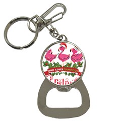 Flamingo T- Shirt Just A Girl Who Loves Flamingos And Christmas T- Shirt (1) Bottle Opener Key Chain