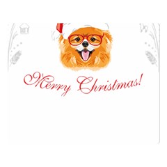 Pomeranian Dog T-shirthappy Pomeranian Dog Wearing Eyeglasses And Santa Hat T-shirt Premium Plush Fleece Blanket (large) by EnriqueJohnson