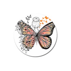 Butterflies T- Shirt Butterfly T- Shirt Magnet 3  (round)