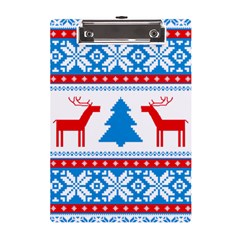 Red And Green Christmas Tree Winter Pattern Pixel Elk Buckle Holidays A5 Acrylic Clipboard