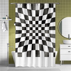 Checkerboard T- Shirt Watercolor Psychedelic Checkerboard T- Shirt Shower Curtain 48  X 72  (small) 