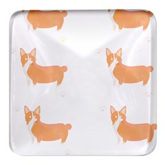 Corgi Dog T- Shirt Pembroke Welsh Corgi Dog Cute Pattern T- Shirt Square Glass Fridge Magnet (4 Pack) by EnriqueJohnson