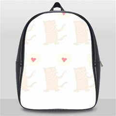 Cute Cat Pattern T- Shirt Cute Cat Pattern For Cat Lovers T- Shirt School Bag (xl)