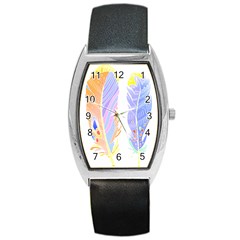 Feathers Design T- Shirtfeathers T- Shirt Barrel Style Metal Watch