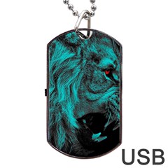 Angry Male Lion Predator Carnivore Dog Tag Usb Flash (one Side) by uniart180623