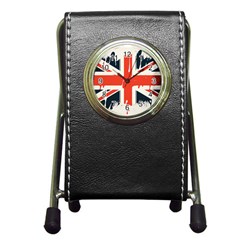 Union Jack England Uk United Kingdom London Pen Holder Desk Clock