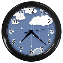 Clouds Rain Paper Raindrops Weather Sky Raining Wall Clock (black) by uniart180623