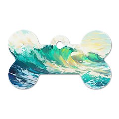 Waves Ocean Sea Tsunami Nautical Painting Dog Tag Bone (two Sides)