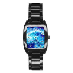 Tsunami Waves Ocean Sea Nautical Nature Water Stainless Steel Barrel Watch by uniart180623