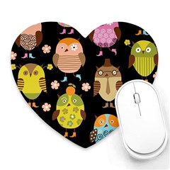 Cute Owls Pattern Heart Mousepad by Ket1n9