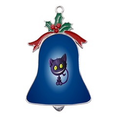 Cats Funny Metal Holly Leaf Bell Ornament