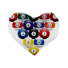 Racked Billiard Pool Balls Standard 16  Premium Heart Shape Cushions by Ket1n9