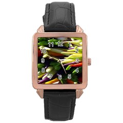 Bright Peppers Rose Gold Leather Watch  by Ket1n9