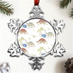 Dinosaur Art Pattern Metal Small Snowflake Ornament Front