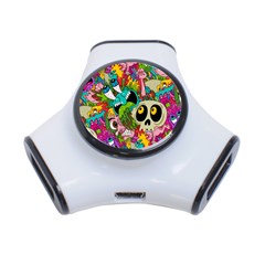 Crazy Illustrations & Funky Monster Pattern 3-port Usb Hub by Ket1n9