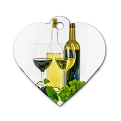 White-wine-red-wine-the-bottle Dog Tag Heart (two Sides) by Ket1n9