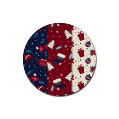 Flat Design Christmas Pattern Collection Art Rubber Coaster (round) by Ket1n9