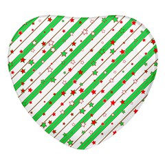 Christmas Paper Stars Pattern Texture Background Colorful Colors Seamless Heart Glass Fridge Magnet (4 Pack)