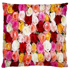 Rose Color Beautiful Flowers Large Premium Plush Fleece Cushion Case (two Sides)