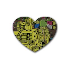 Technology Circuit Board Rubber Heart Coaster (4 Pack) by Ket1n9