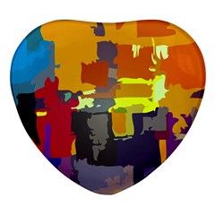 Abstract-vibrant-colour Heart Glass Fridge Magnet (4 Pack) by Ket1n9