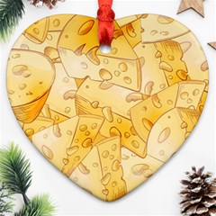 Cheese-slices-seamless-pattern-cartoon-style Ornament (heart) by Ket1n9