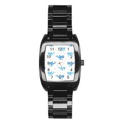 Seamless-pattern-with-cute-sharks-hearts Stainless Steel Barrel Watch by Ket1n9