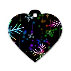 Snowflakes Snow Winter Christmas Dog Tag Heart (two Sides) by Grandong