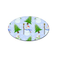 New Year Christmas Snowman Pattern, Sticker Oval (100 Pack) by Grandong