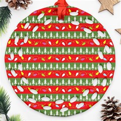 Christmas-papers-red-and-green Ornament (round Filigree)